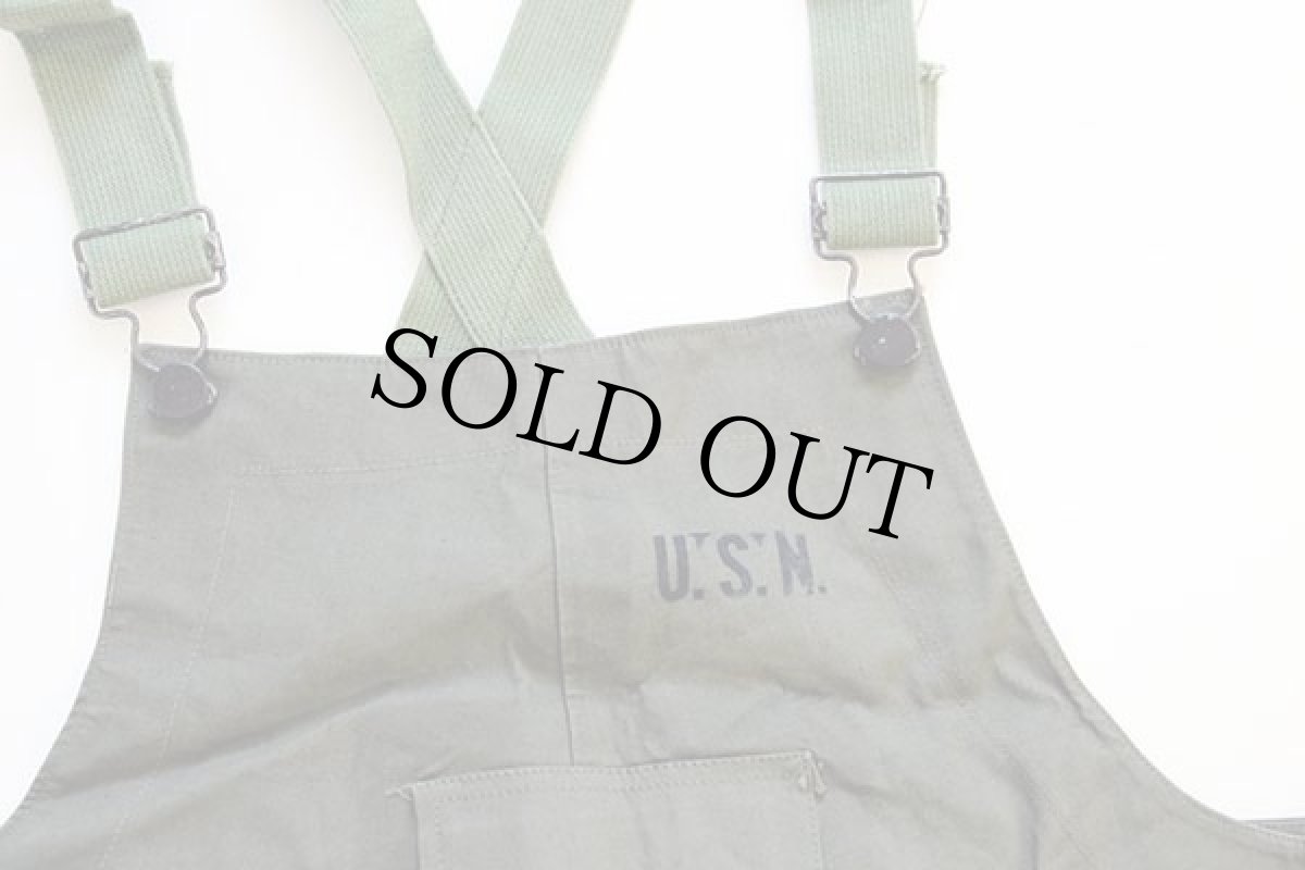 画像3: 40s 米軍 U.S.NAVY N-2 デッキ レインパンツ オリーブドラブ M★オーバーオール (3)