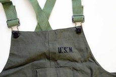 画像3: 40s 米軍 U.S.NAVY N-2 デッキ レインパンツ オリーブドラブ M★オーバーオール (3)