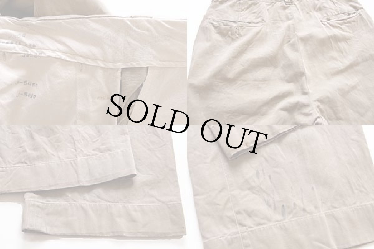 画像3: 50s UNKNOWN コットンツイル ワークパンツ カーキ w31 (3)