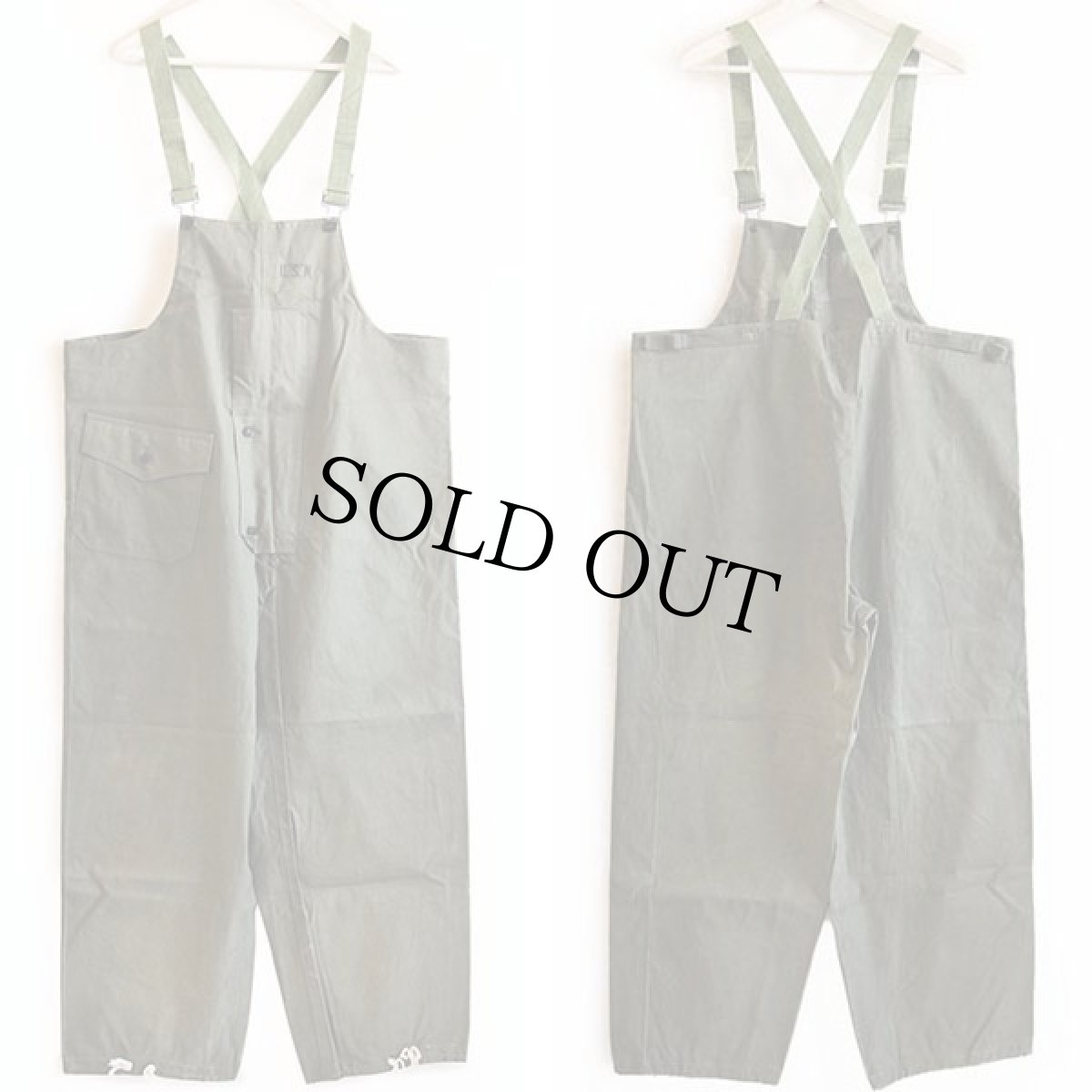 画像2: 40s 米軍 U.S.NAVY N-2 デッキ レインパンツ オリーブドラブ M★オーバーオール (2)