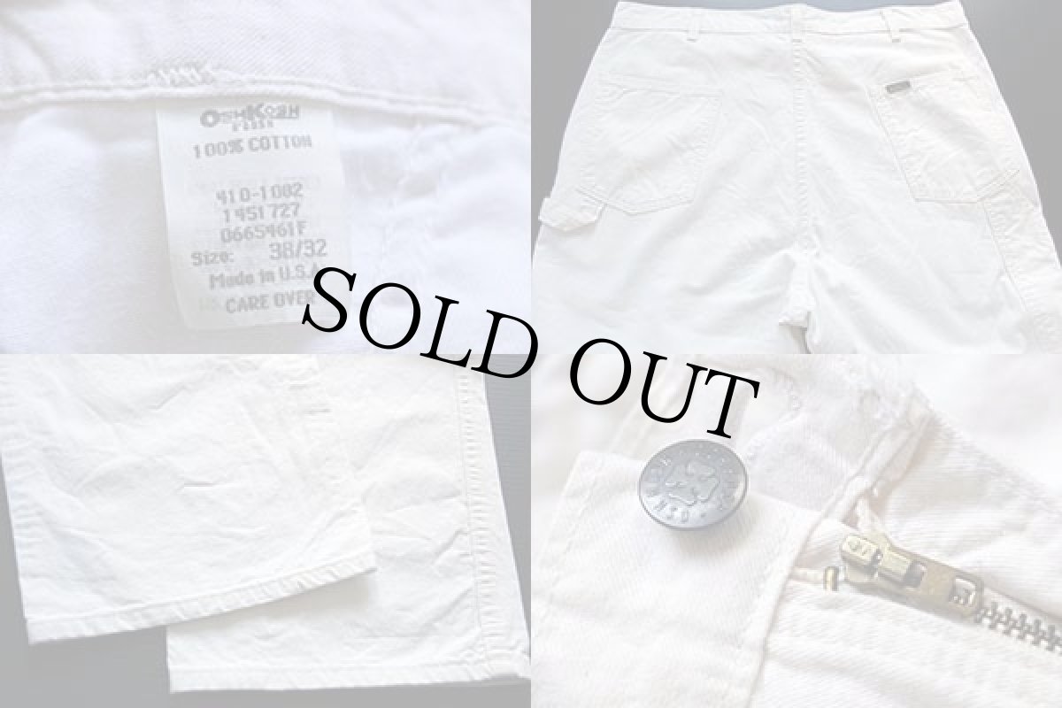 画像4: 90s USA製 OSHKOSH B'GOSH コットン ペインターパンツ 生成り w38 L32 (4)