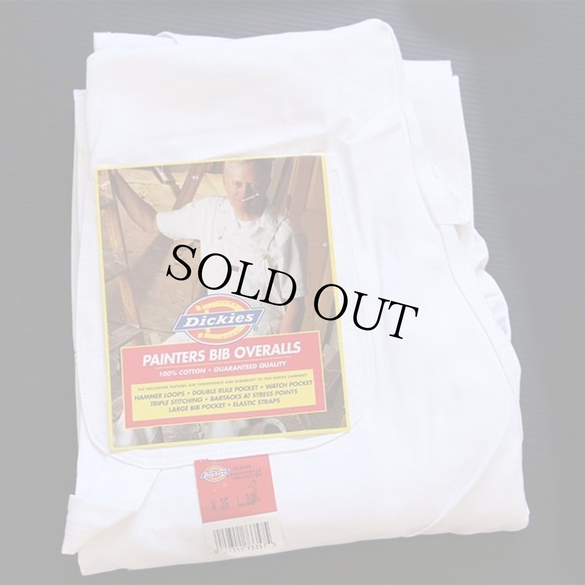 画像1: デッドストック★90s USA製 Dickiesディッキーズ 山ポケ コットン オーバーオール 生成り W36 L30★H (1)