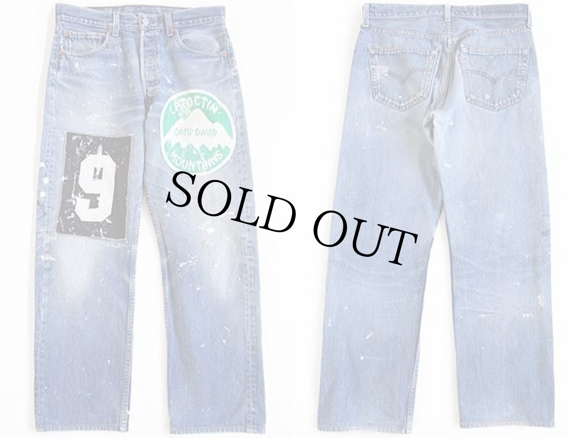 画像2: 00s Levi'sリーバイス 501 パッチ&ペンキ加工 デニムパンツ w32 (2)