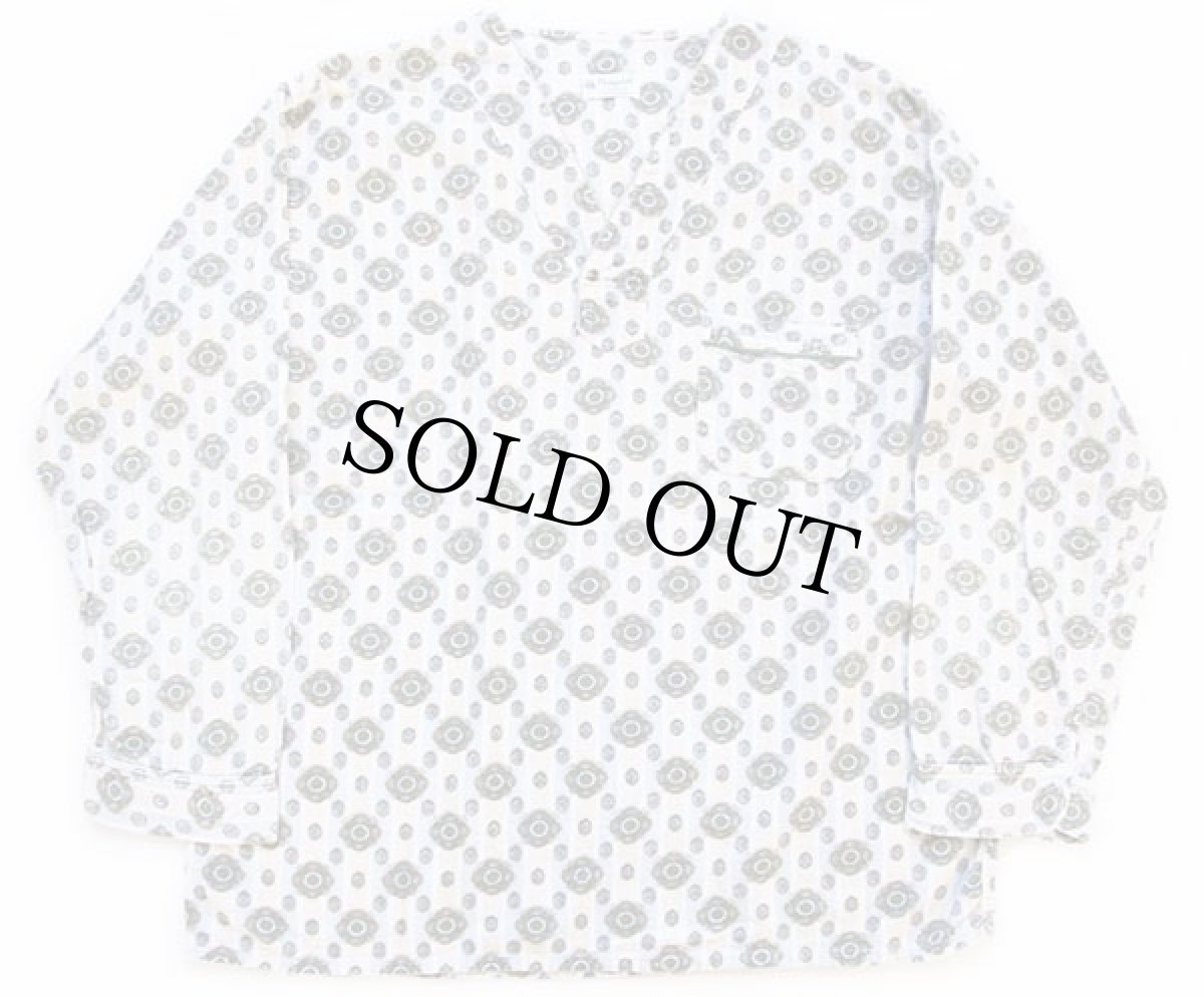 画像2: 60s Prangebilt 小紋柄 総柄 ストライプ ノーカラー プルオーバー コットン プリントネル パジャマ シャツ&パンツ セット C (2)