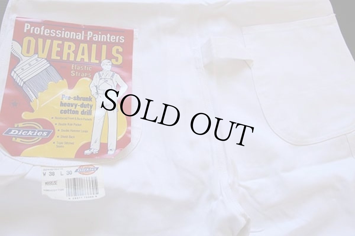 画像4: デッドストック★90s USA製 Dickiesディッキーズ 山ポケ コットン オーバーオール 生成り w38 L30 (4)