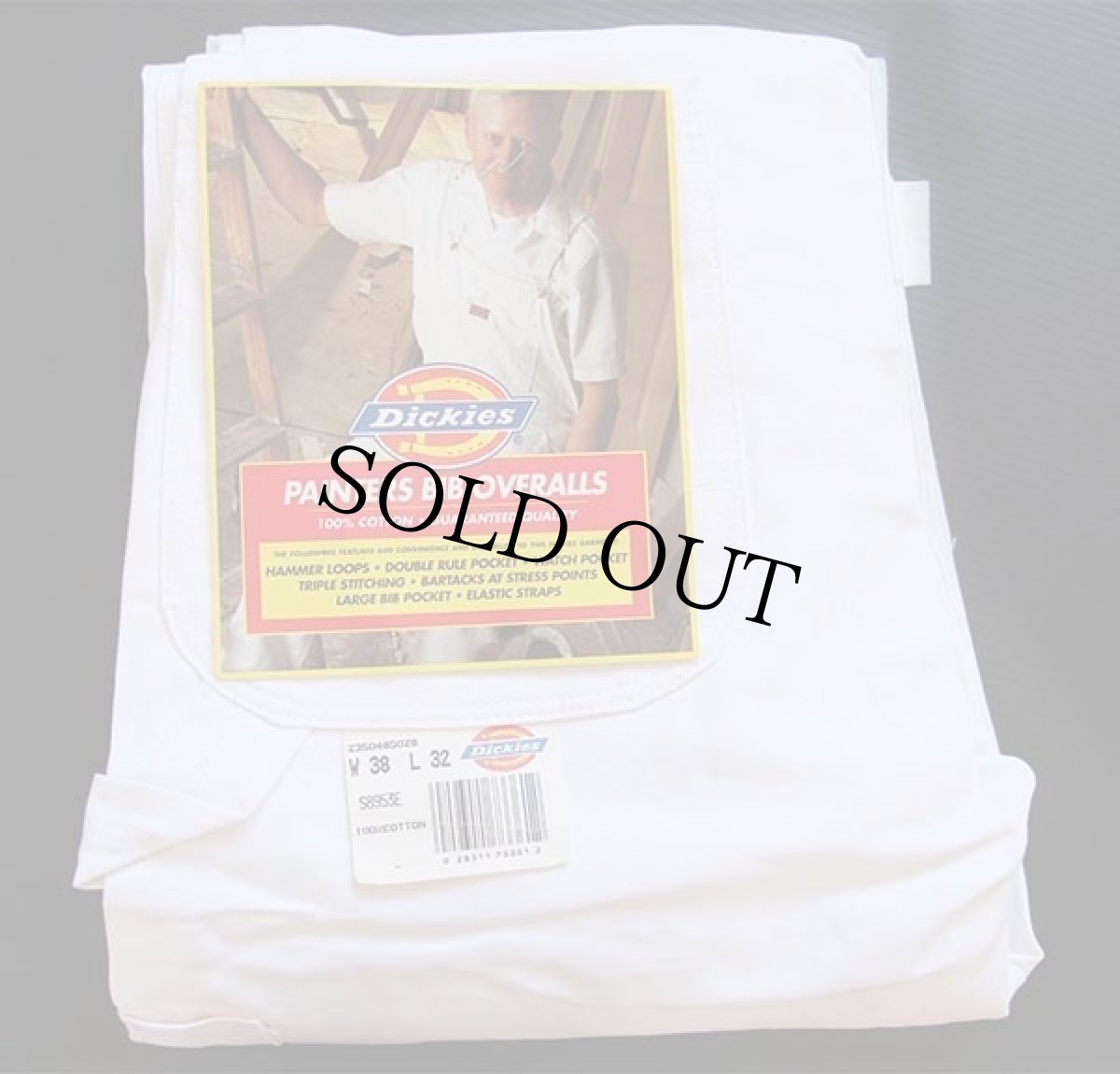 画像1: デッドストック★90s USA製 Dickiesディッキーズ 山ポケ コットン オーバーオール 生成り W38 L32★E (1)