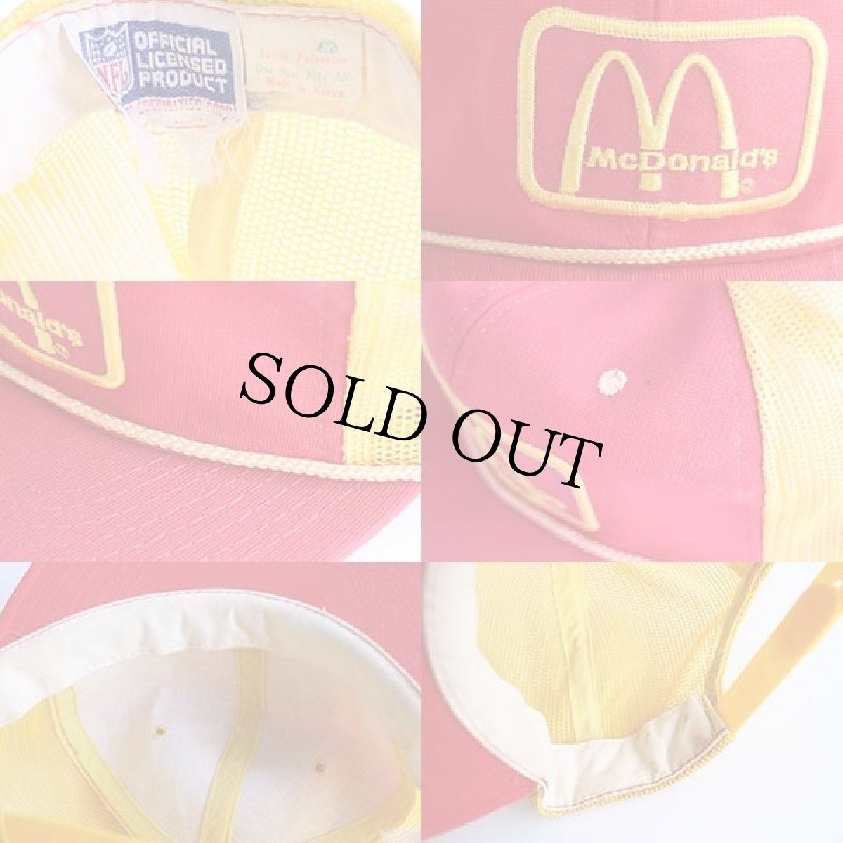 画像4: 80s NFL McDonald'sマクドナルド パッチ付き ツートン メッシュキャップ 赤×黄 (4)