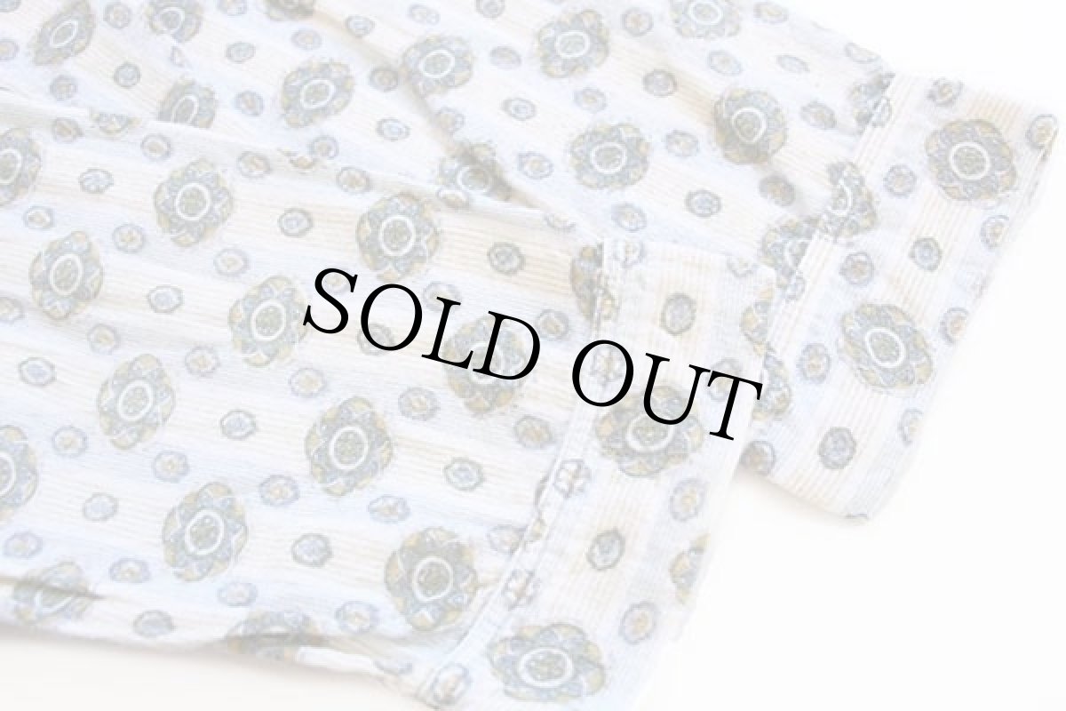 画像5: 60s Prangebilt 小紋柄 総柄 ストライプ ノーカラー プルオーバー コットン プリントネル パジャマ シャツ&パンツ セット C (5)