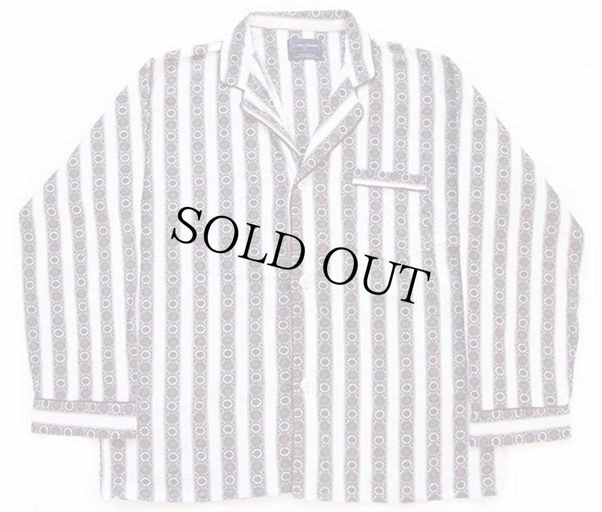 画像2: 80s VAN HEUSEN 小紋柄 ストライプ コットン プリントネル パジャマ シャツ&パンツ セット L (2)