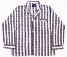 画像2: 80s VAN HEUSEN 小紋柄 ストライプ コットン プリントネル パジャマ シャツ&パンツ セット L (2)