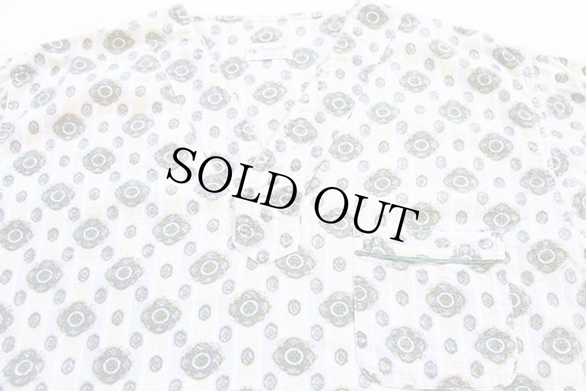 画像3: 60s Prangebilt 小紋柄 総柄 ストライプ ノーカラー プルオーバー コットン プリントネル パジャマ シャツ&パンツ セット C (3)