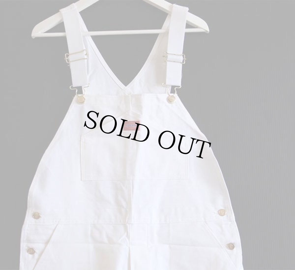 画像2: デッドストック★90s USA製 Dickiesディッキーズ 山ポケ コットン オーバーオール 生成り W38 L32★E (2)