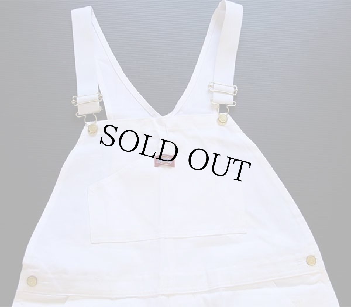 画像2: デッドストック★90s USA製 Dickiesディッキーズ 山ポケ コットン オーバーオール 生成り w38 L30 (2)