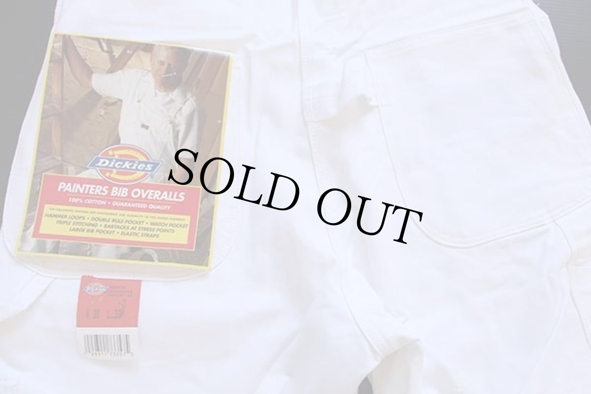 画像4: デッドストック★90s USA製 Dickiesディッキーズ 山ポケ コットン オーバーオール 生成り W36 L30★H (4)