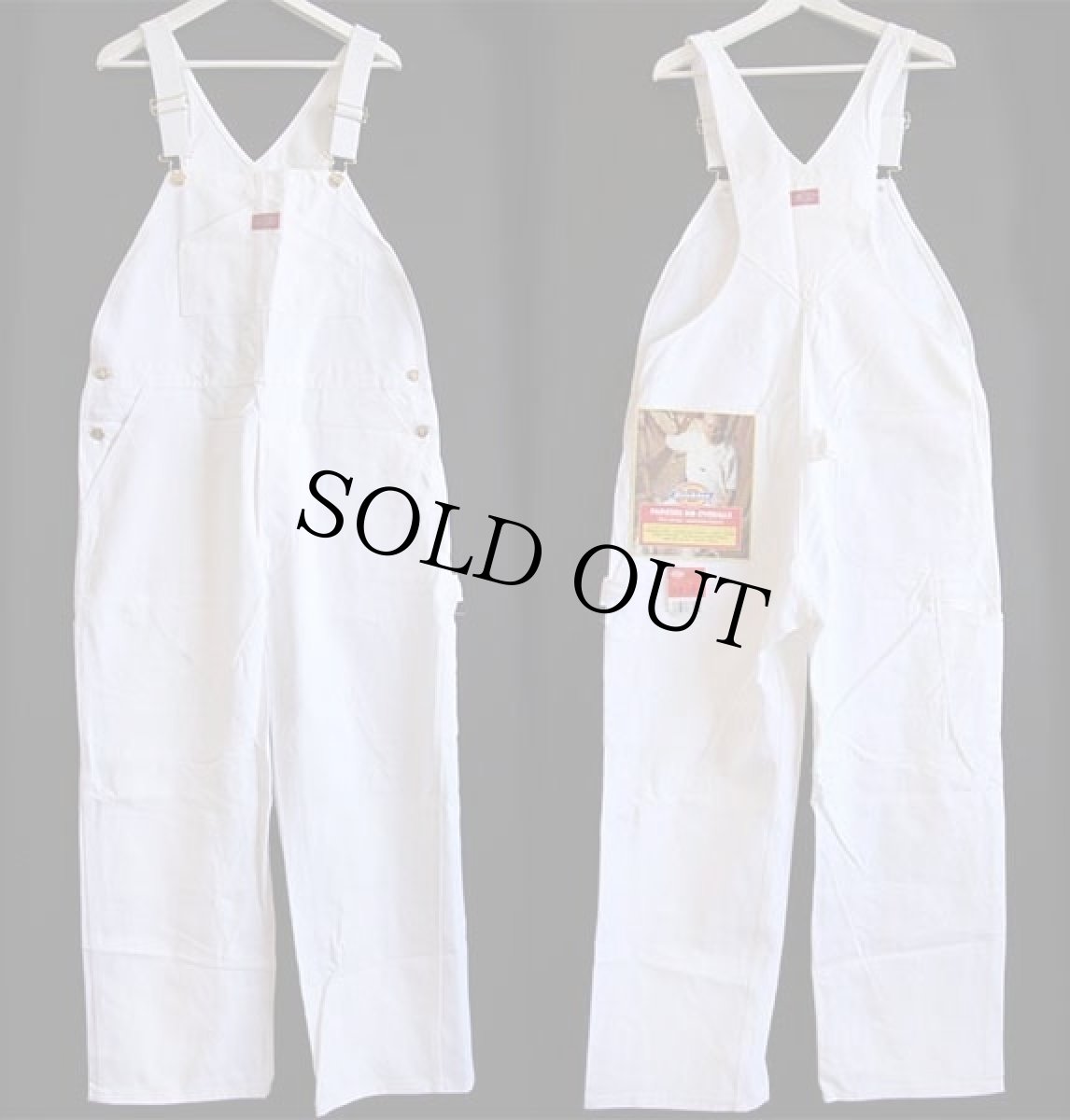 画像3: デッドストック★90s USA製 Dickiesディッキーズ 山ポケ コットン オーバーオール 生成り W38 L32★E (3)