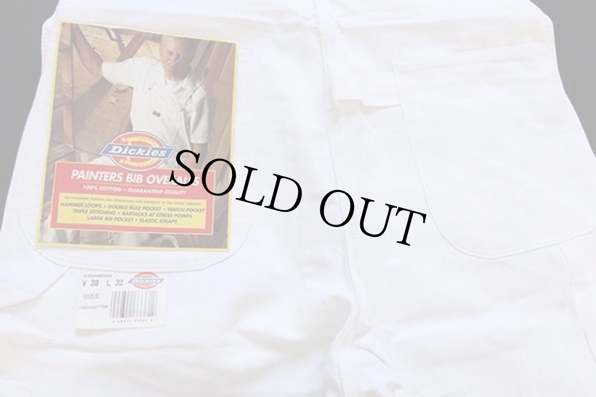 画像4: デッドストック★90s USA製 Dickiesディッキーズ 山ポケ コットン オーバーオール 生成り W38 L32★E (4)