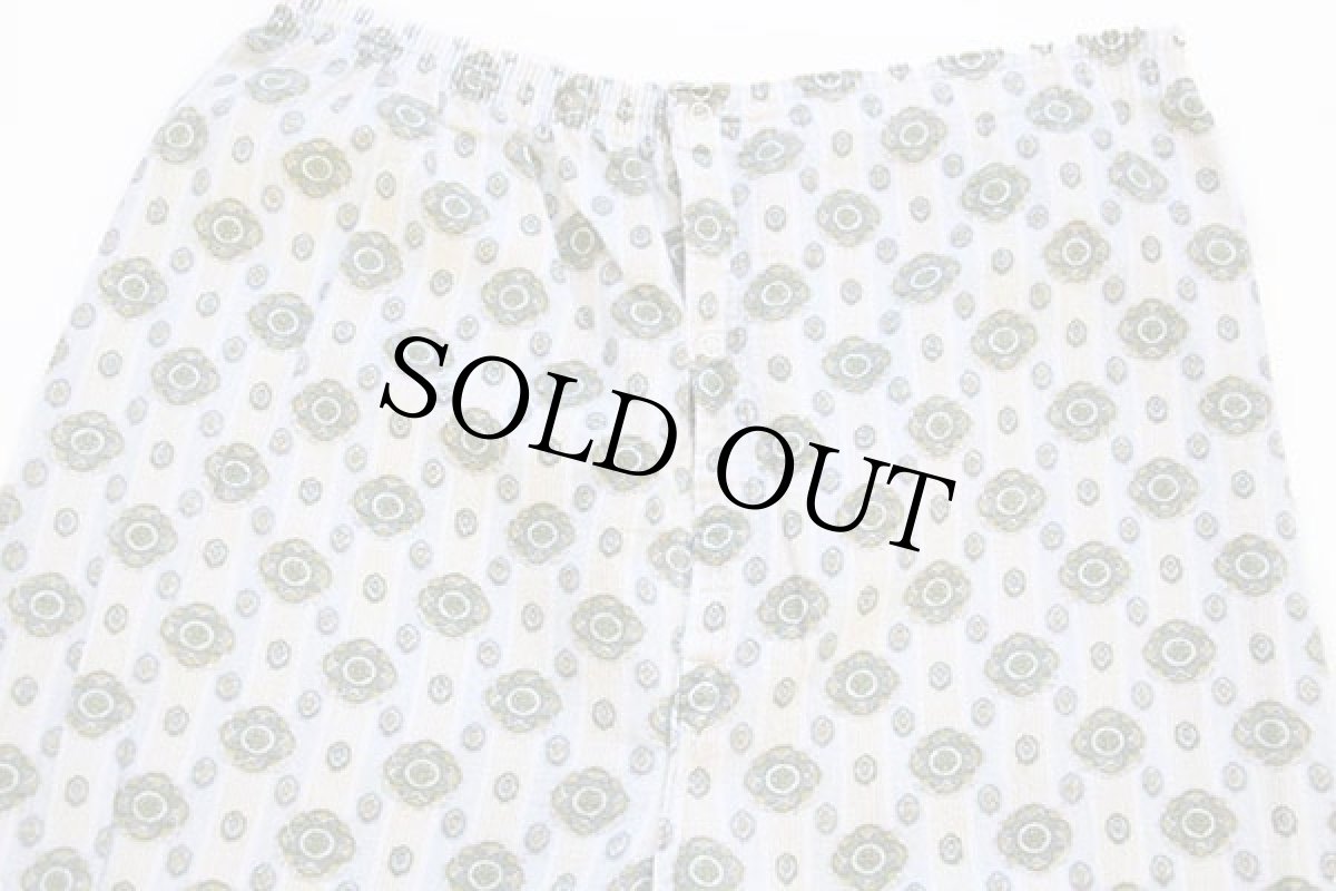 画像7: 60s Prangebilt 小紋柄 総柄 ストライプ ノーカラー プルオーバー コットン プリントネル パジャマ シャツ&パンツ セット C (7)