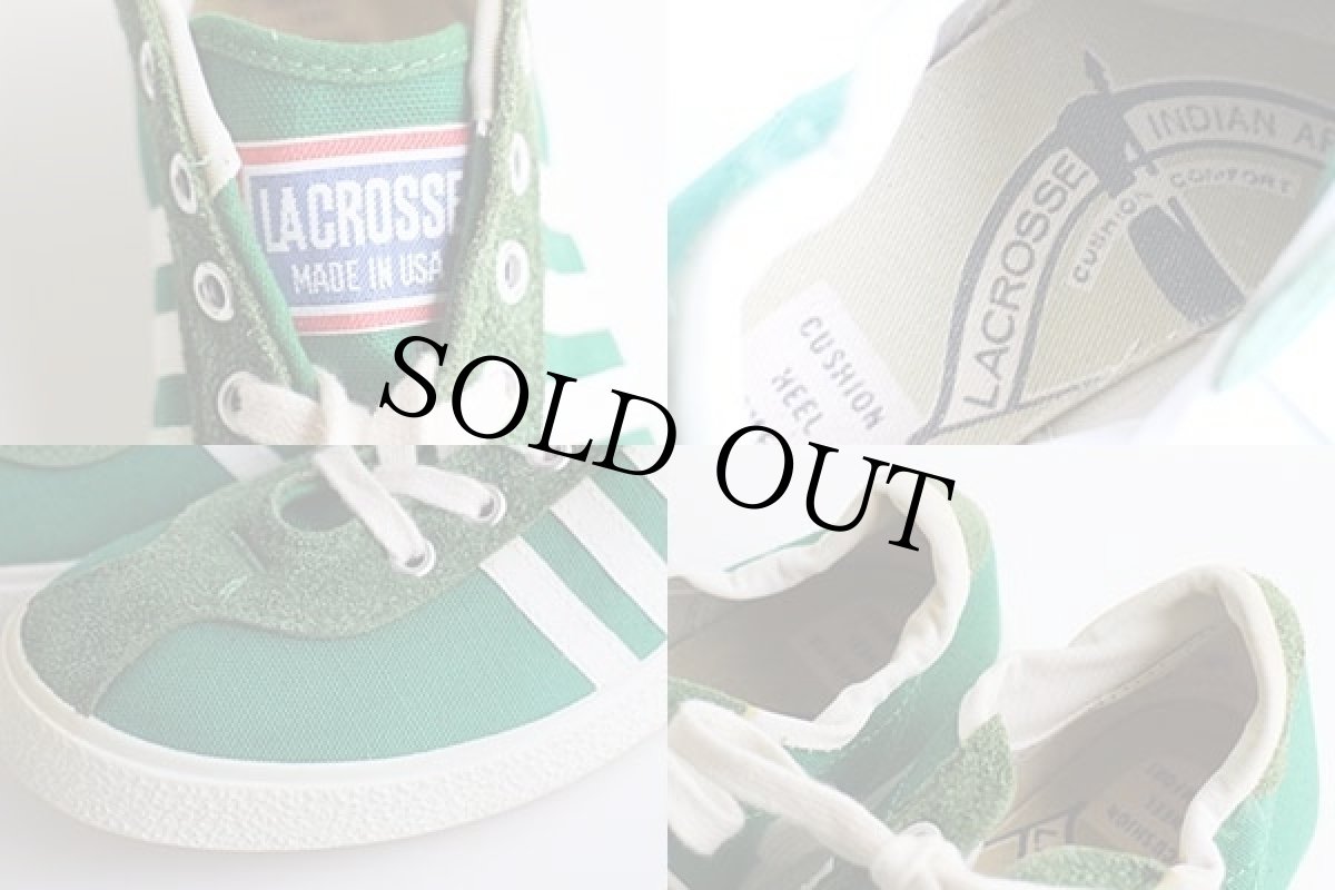 画像5: 70s USA製 LACROSSE キャンバス スニーカー ローカット 緑×白 5.5 (5)