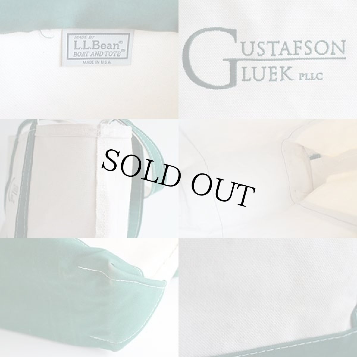 画像3: USA製 L.L.Bean BOAT AND TOTE GUSTAFSON LUEK刺繍 ロングハンドル キャンバス トートバッグ ジップトップ 緑 M★ミディアム (3)