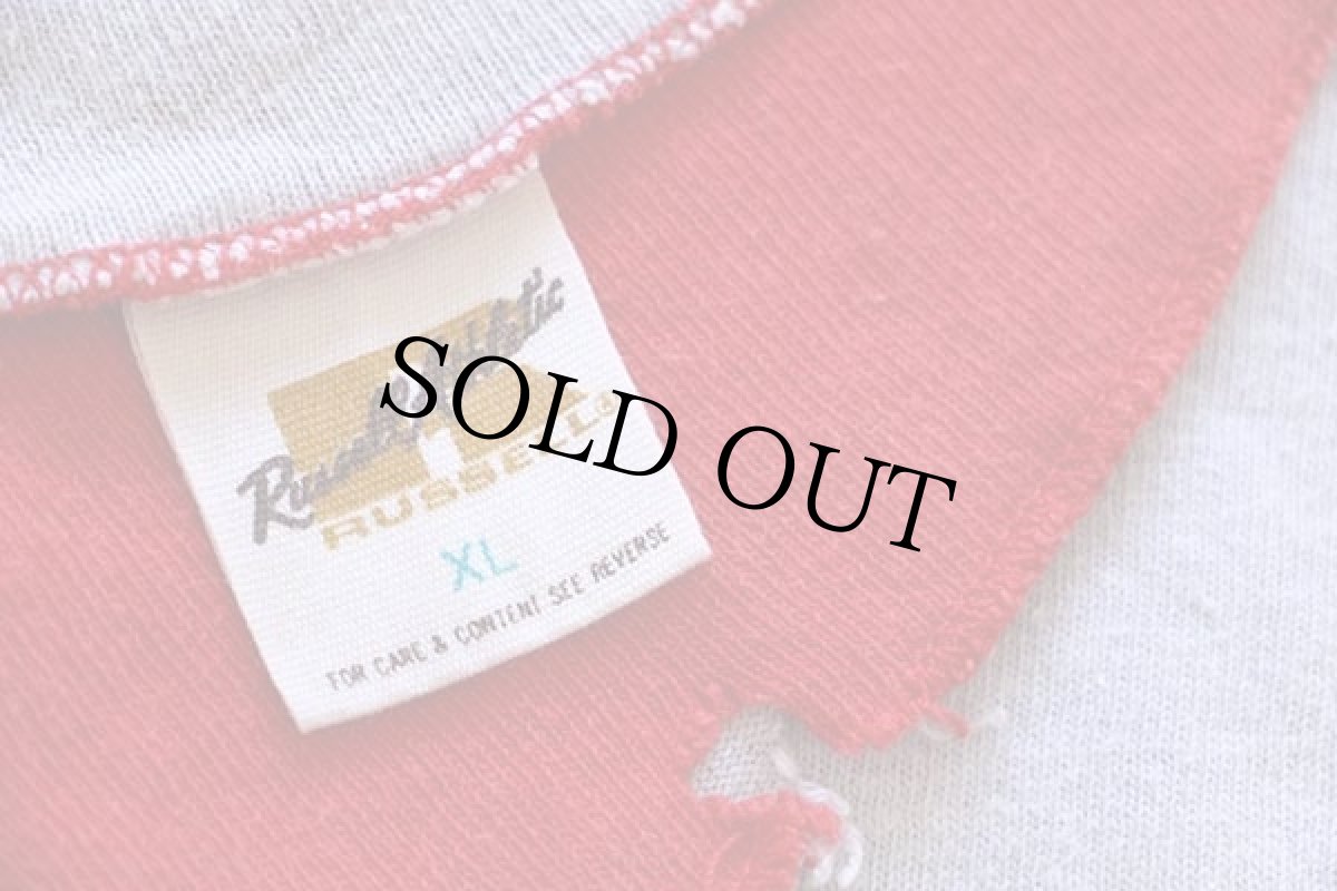 画像6: 70s USA製 RUSSELLラッセル GROVE CITY COLLEGE 四段中抜き コットン リバーシブルTシャツ 赤×ライトグレー (6)