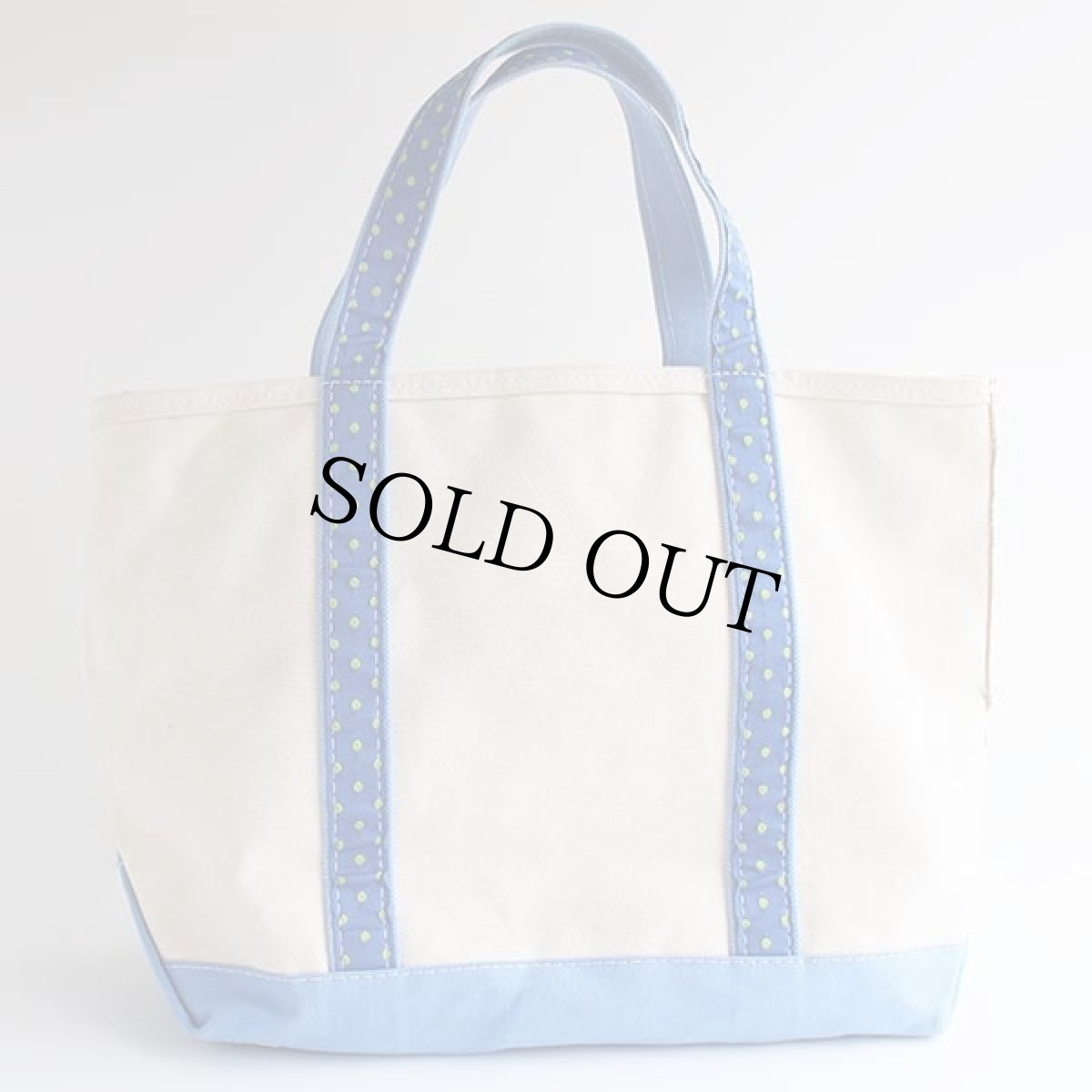画像2: USA製 L.L.Bean BOAT AND TOTE ドット柄 キャンバス トートバッグ ジップトップ 水色 M★ミディアム (2)