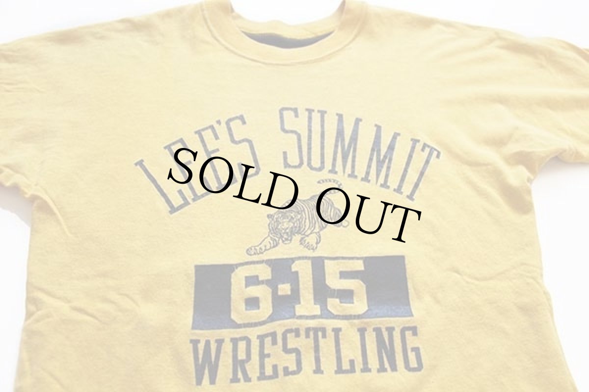 画像6: 90s USA製 RUSSELLラッセル LEE'S SUMMIT WRESTLING タイガー 四段中抜き コットン リバーシブルTシャツ 黒×黄 M (6)