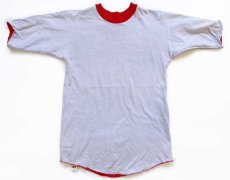 画像3: 70s USA製 RUSSELLラッセル GROVE CITY COLLEGE 四段中抜き コットン リバーシブルTシャツ 赤×ライトグレー (3)