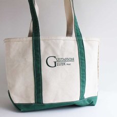 画像1: USA製 L.L.Bean BOAT AND TOTE GUSTAFSON LUEK刺繍 ロングハンドル キャンバス トートバッグ ジップトップ 緑 M★ミディアム (1)