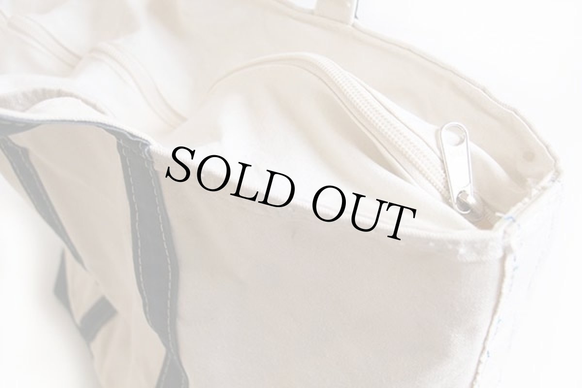 画像4: 80s L.L.Bean BOAT AND TOTE 耳付き キャンバス トートバッグ ジップトップ 紺 L★ラージ (4)