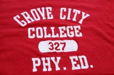 画像5: 70s USA製 RUSSELLラッセル GROVE CITY COLLEGE 四段中抜き コットン リバーシブルTシャツ 赤×ライトグレー (5)