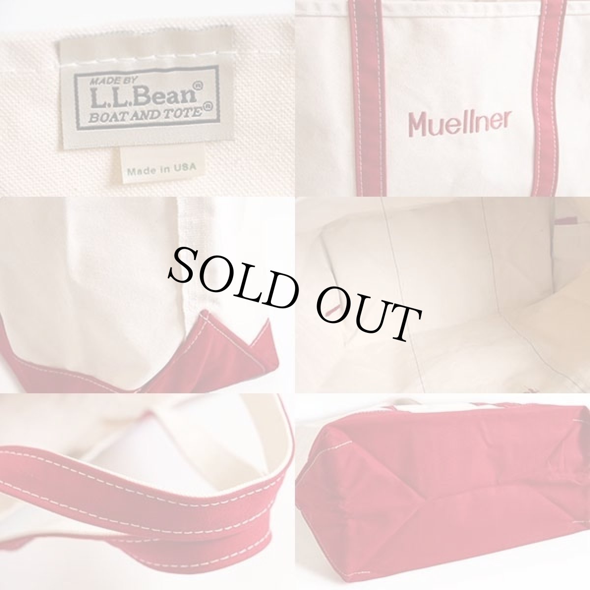 画像3: USA製 L.L.Bean BOAT AND TOTE Muellner刺繍 キャンバス トートバッグ 赤 XL★エクストララージ (3)