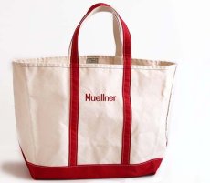 画像1: USA製 L.L.Bean BOAT AND TOTE Muellner刺繍 キャンバス トートバッグ 赤 XL★エクストララージ (1)