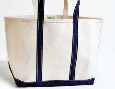 画像1: USA製 L.L.Bean BOAT AND TOTE ロングハンドル キャンバス トートバッグ 紺 L★ラージ (1)