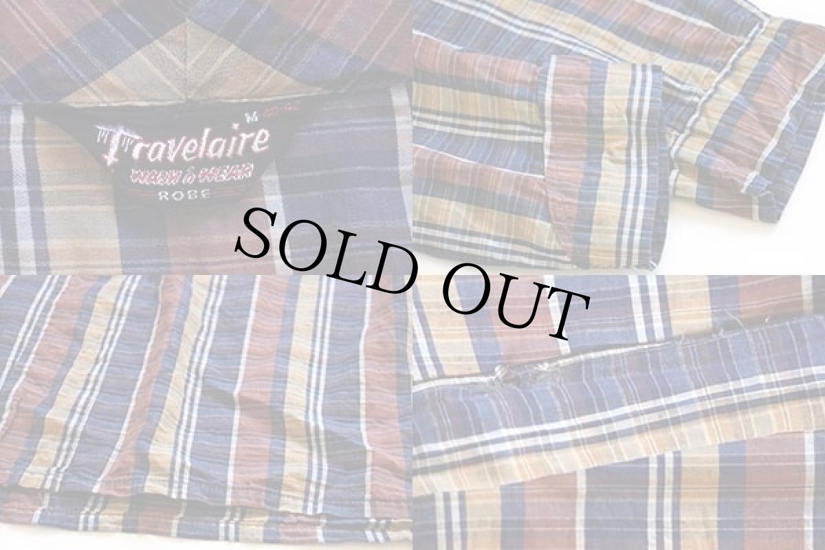 画像4: 60s Travelaire ストライプ ショールカラー コットンガウン M (4)