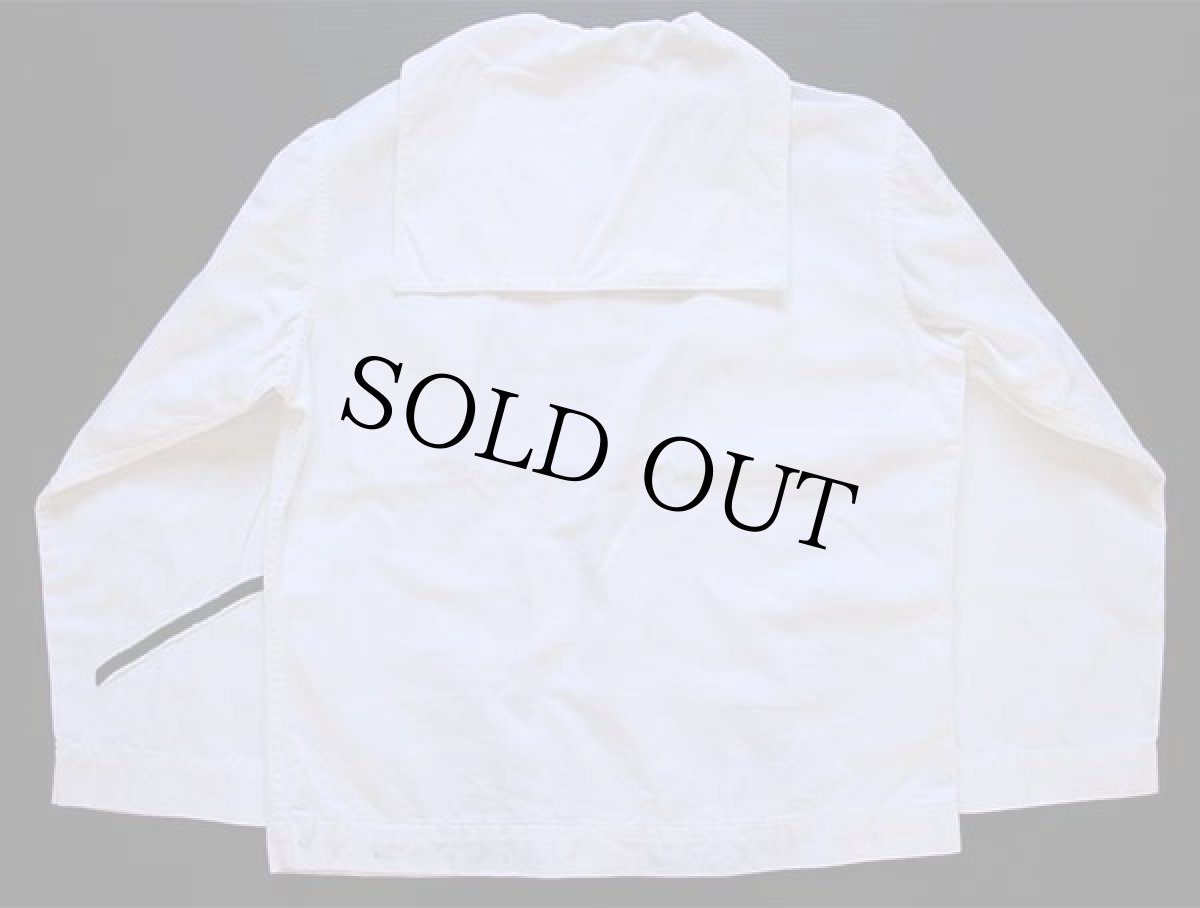 画像2: ビンテージ 米軍 U.S.NAVY パッチ付き コットン セーラーシャツ 白 (2)