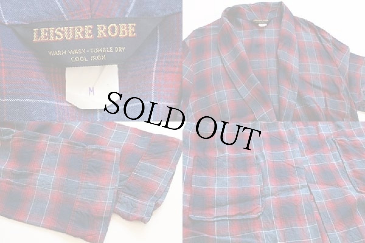 画像3: 60s LEISURE ROBE オンブレチェック ショールカラー レーヨンガウン M (3)