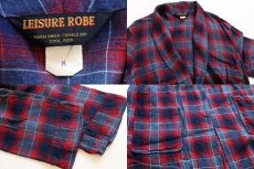 画像3: 60s LEISURE ROBE オンブレチェック ショールカラー レーヨンガウン M (3)