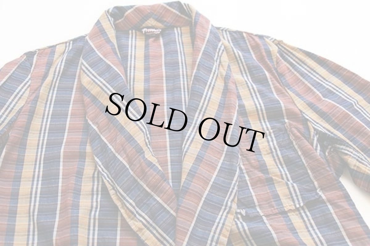 画像3: 60s Travelaire ストライプ ショールカラー コットンガウン M (3)