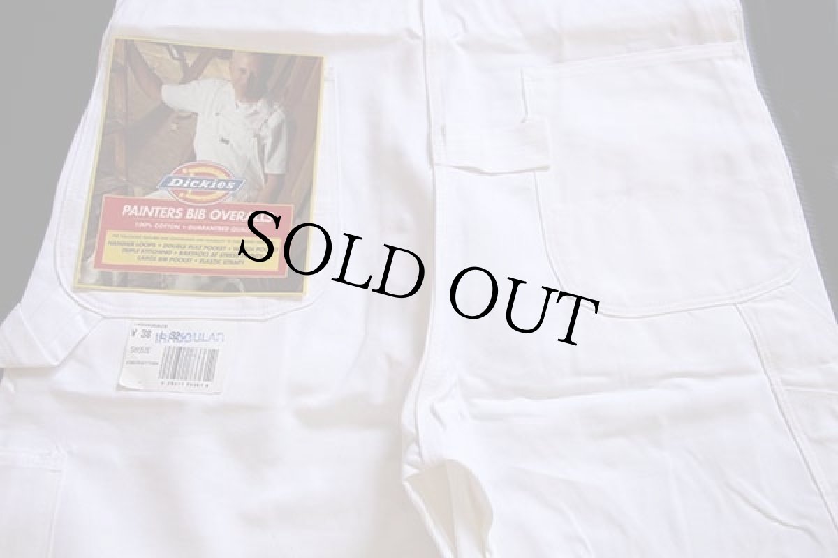 画像4: デッドストック★90s USA製 Dickiesディッキーズ 山ポケ コットン オーバーオール 生成り W38 L32★G (4)