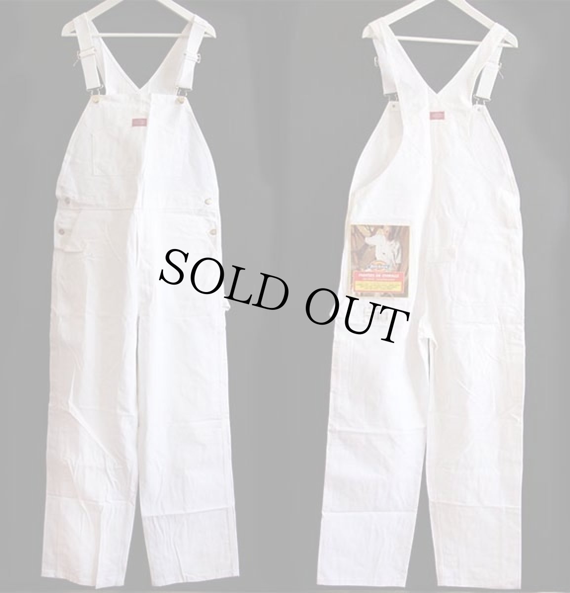 画像3: デッドストック★90s USA製 Dickiesディッキーズ 山ポケ コットン オーバーオール 生成り W38 L32★G (3)