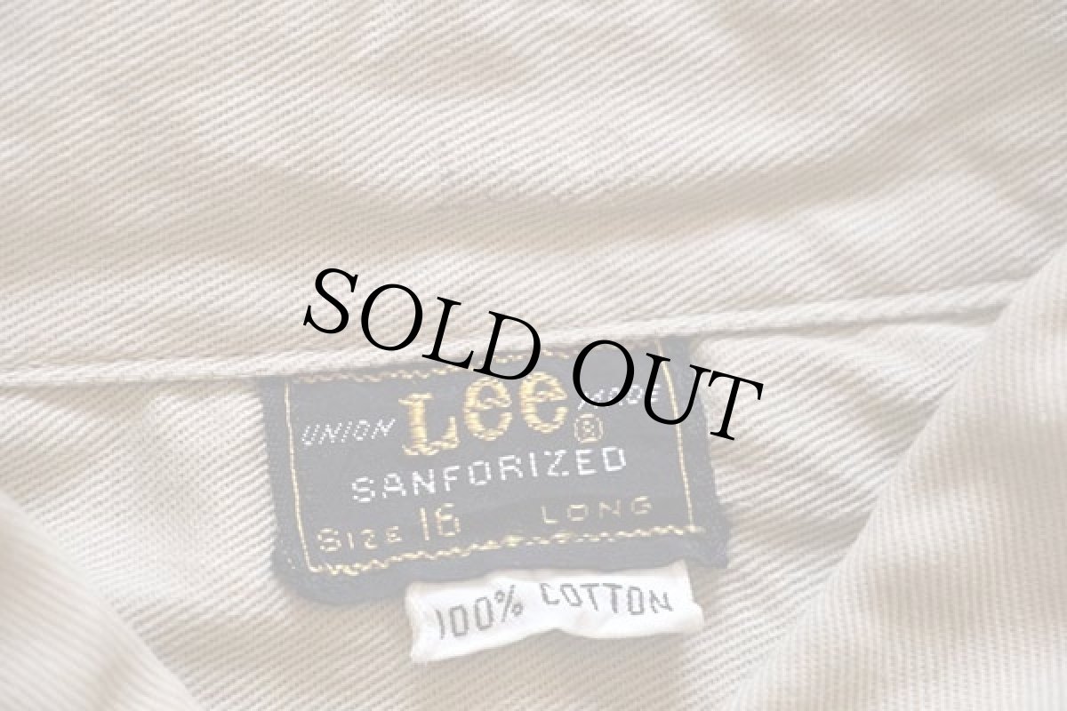 画像4: 60s Leeリー マチ付き コットンツイル ワークシャツ カーキ 16L (4)