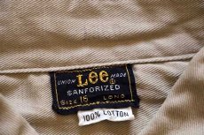画像4: 60s Leeリー マチ付き コットンツイル ワークシャツ カーキ 16L (4)