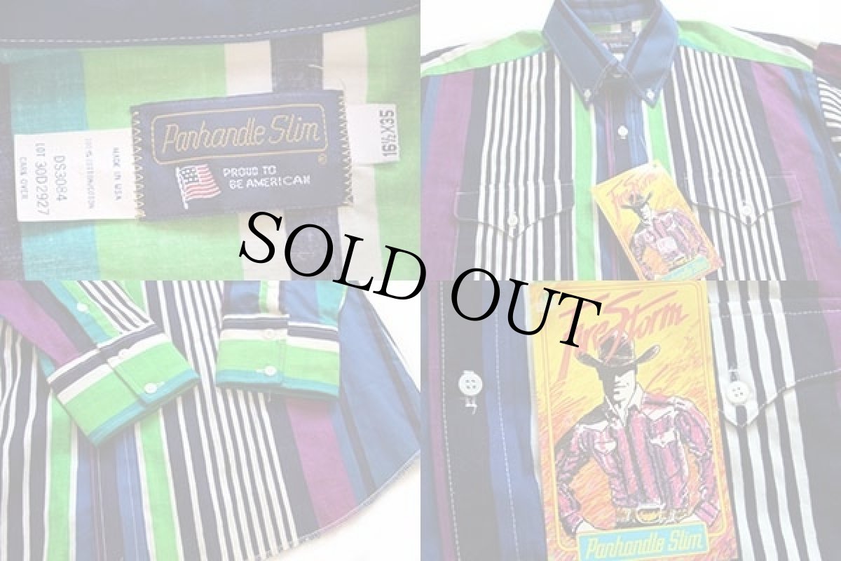 画像3: デッドストック★90s USA製 Panhandle Slim クレイジーストライプ ボタンダウン コットン ウエスタンシャツ 16.5 (3)