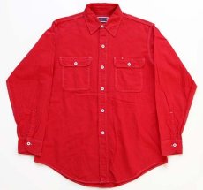 画像1: 80s USA製 BIGMACビッグマック コットン シャンブレーシャツ 後染め 赤 M (1)