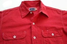 画像3: 80s USA製 BIGMACビッグマック コットン シャンブレーシャツ 後染め 赤 M (3)
