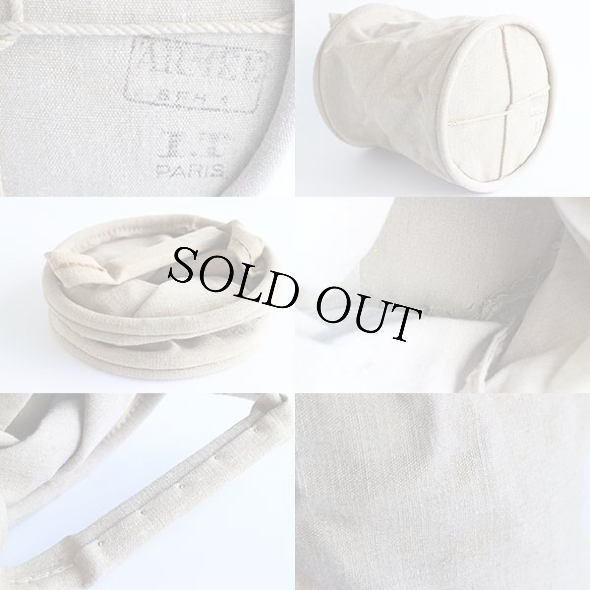 画像4: フランス軍 バケツ型 キャンバス バッグ グレーベージュ (4)