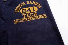 画像3: 60s SOUTH DAKOTA TECH PHYSICAL EDUCATION 四段中抜き コットン スウェットパンツ ナス紺 (3)