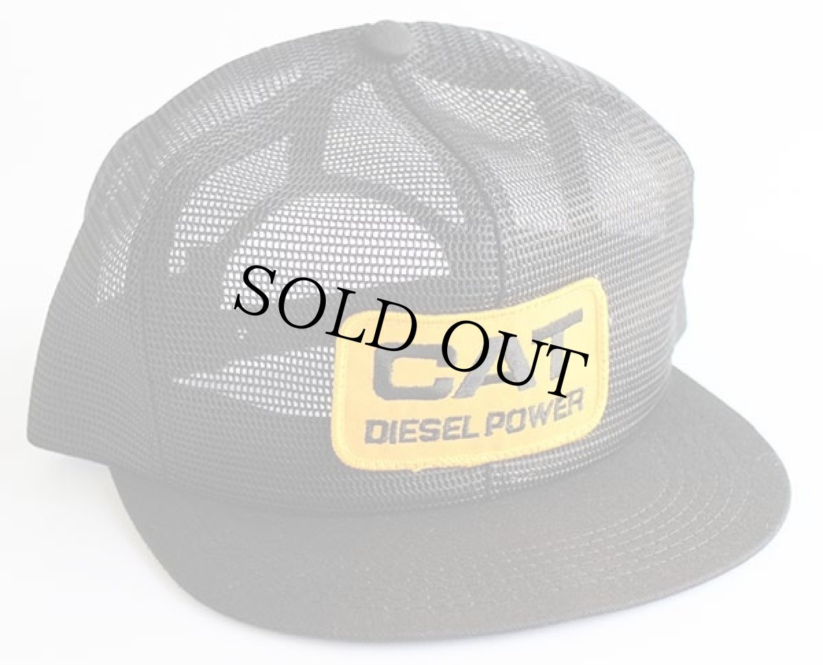 画像1: デッドストック★80s USA製 CAT DIESEL POWER キャタピラー パッチ付き オールメッシュキャップ ブラック (1)