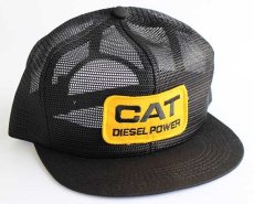 画像1: デッドストック★80s USA製 CAT DIESEL POWER キャタピラー パッチ付き オールメッシュキャップ ブラック (1)