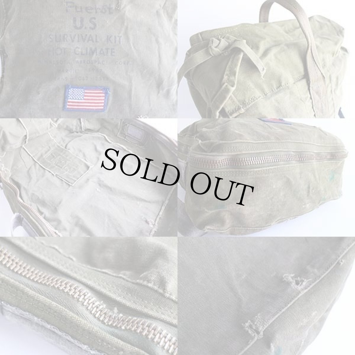 画像3: 60s 米軍 U.S.ARMY 星条旗パッチ付き サバイバル キット ショルダーバッグ カスタム オリーブグリーン (3)